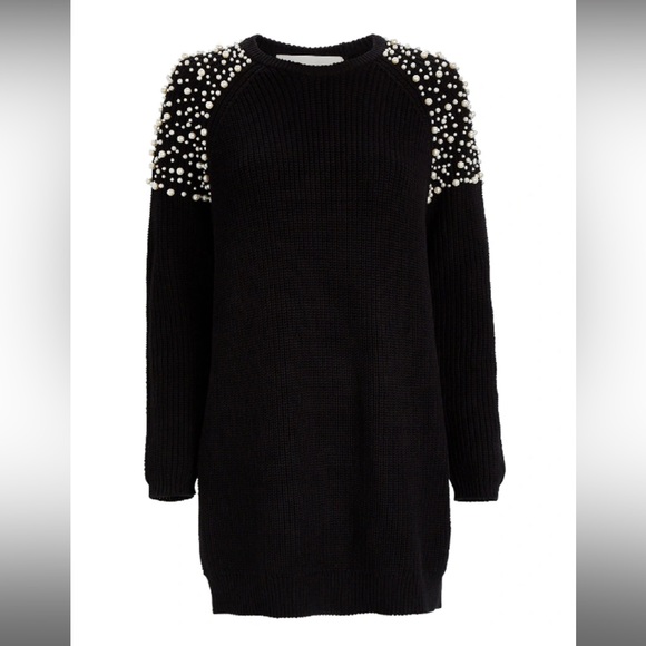 NWT Michelle Mason Faux Pearl-embellished Cotton Sweater Dress - Picture 2 of 6